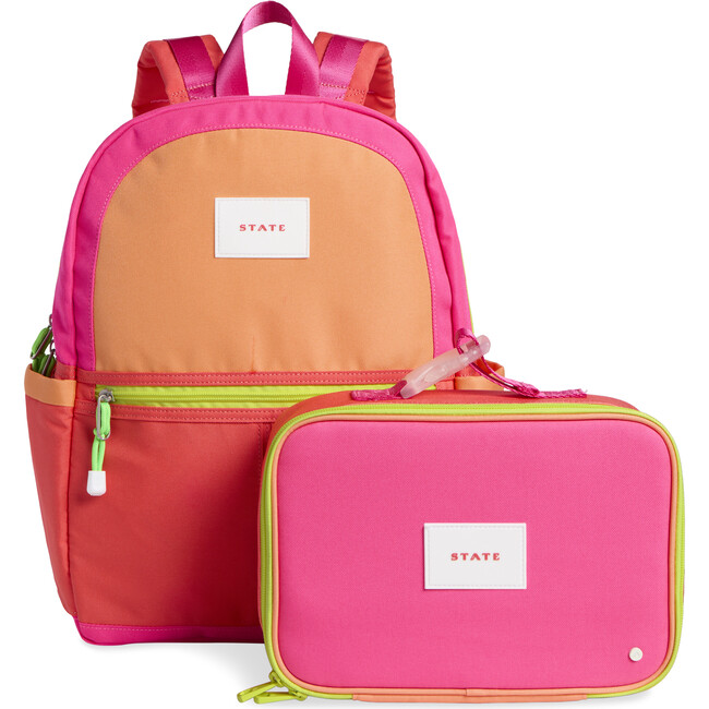 STATE Bags  Rodgers Lunch Box Color Block Orange/Pink