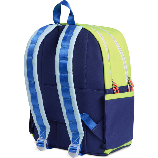 Kane Kids Double Pocket Backpack, Navy/Neon - Backpacks - 3