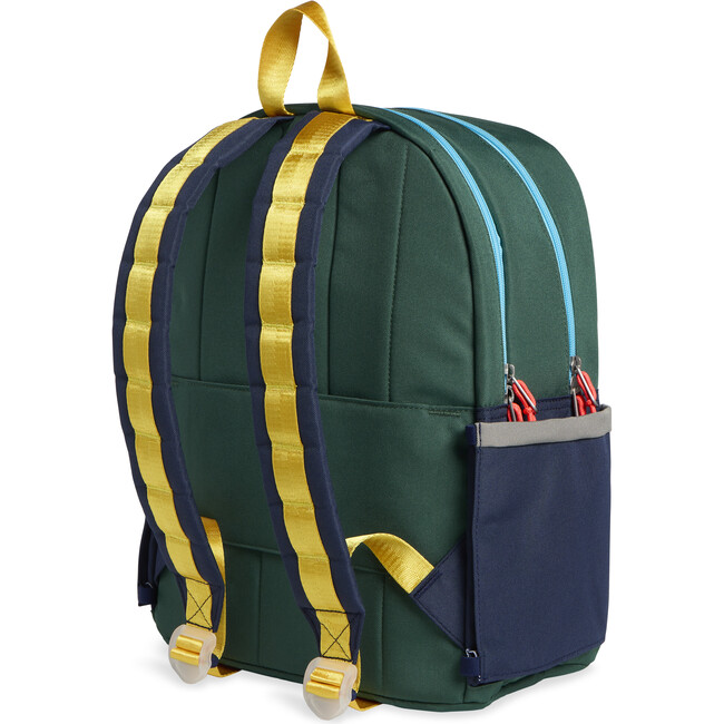 Kane Kids Double Pocket Backpack, Green/Navy - Backpacks - 2