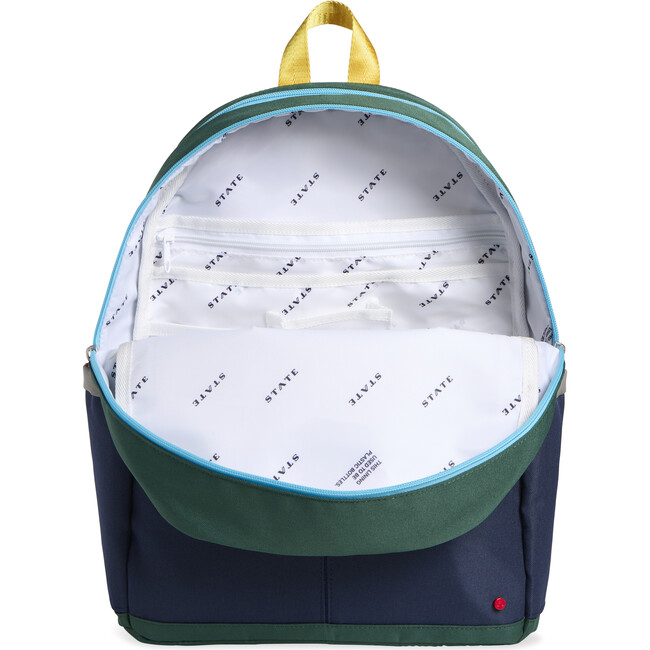 Kane Kids Double Pocket Backpack, Green/Navy - Backpacks - 4