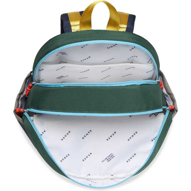Kane Kids Double Pocket Backpack, Green/Navy - Backpacks - 5