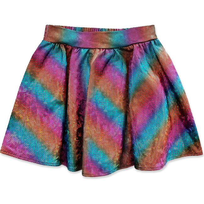 Shirred Skater Skirt, Rainbow Glitter