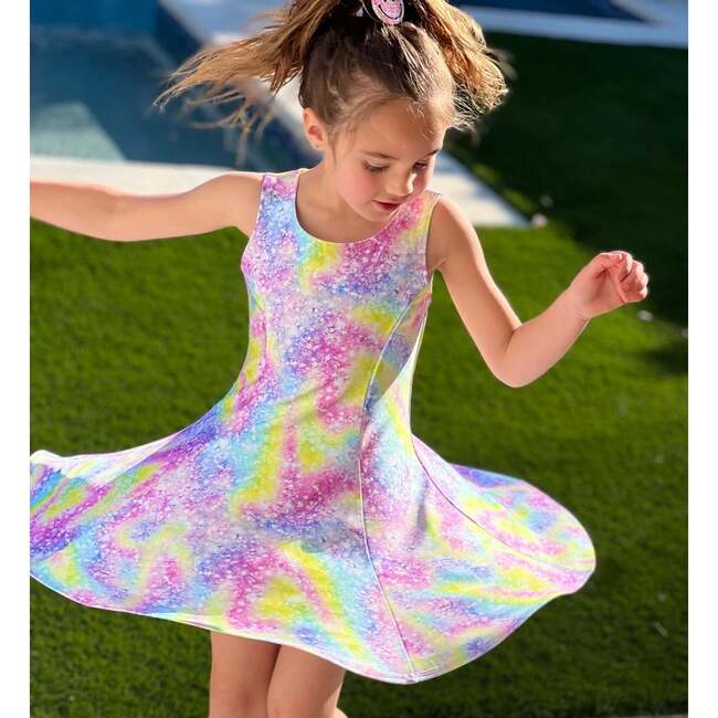 Sleeveless Twirl Dress, Pastel Glitter Swirl - Dresses - 2