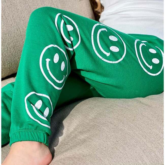 Retro Sweatpant, Kelly Green Smiley - Sweatpants - 4