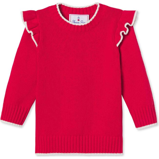 Caroline Sweater with Tipping, Crimson - Sweaters - 1