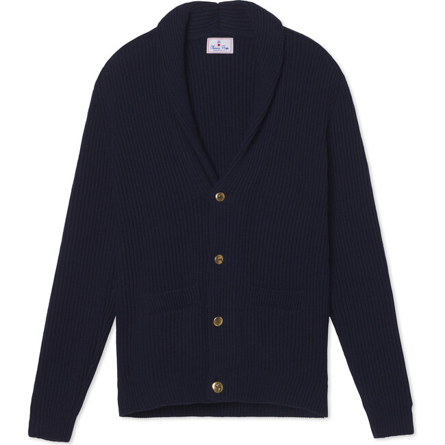 Adult Noah Shawl Collar Cardigan Solid, Medieval Blue - Sweaters - 1