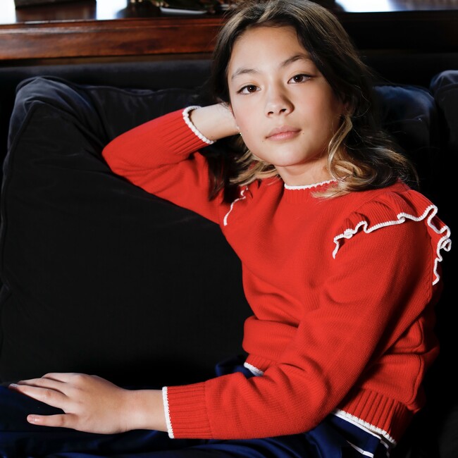 Caroline Sweater with Tipping, Crimson - Sweaters - 2