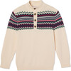 Mens Scott Stowe Fairisle Sweater Button Placket, Vanilla - Sweaters - 1 - thumbnail