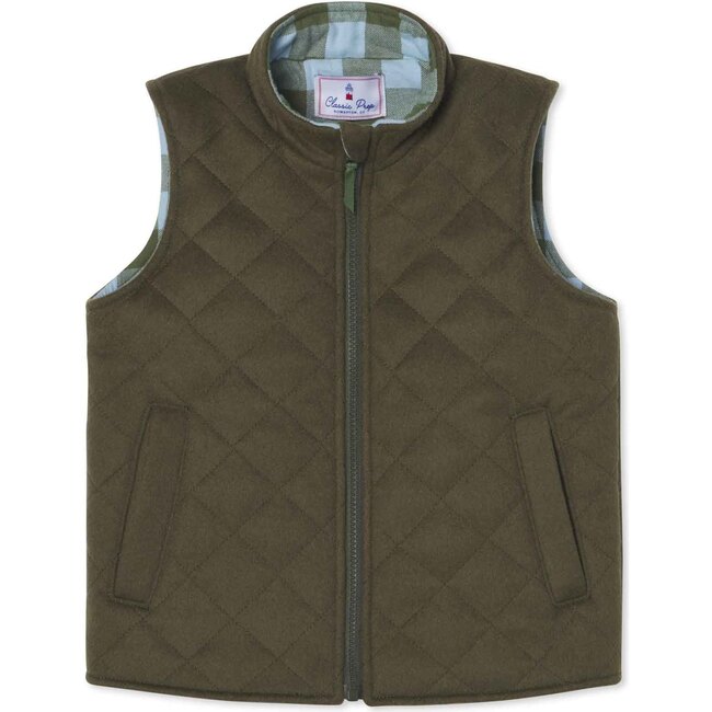 Wills Quilted Vest Wool, Rifle Green - Vests - 1