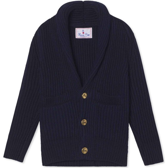 Noah Shawl Collar Cardigan Solid, Medieval Blue - Sweaters - 1