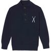 Scott Button Placket Skier Sweater, Blue Ribbon - Sweaters - 1 - thumbnail