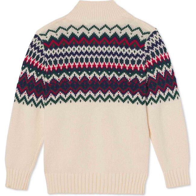 Scott Button Placket Stowe Fairisle Sweater, Vanilla - Sweaters - 2