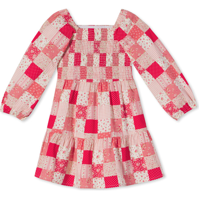 LS Hattie Dress, Crimson Love Patchwork Print