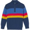 Scott Zipper Placket Circus Stripe Sweater, Ensign Blue - Sweaters - 1 - thumbnail