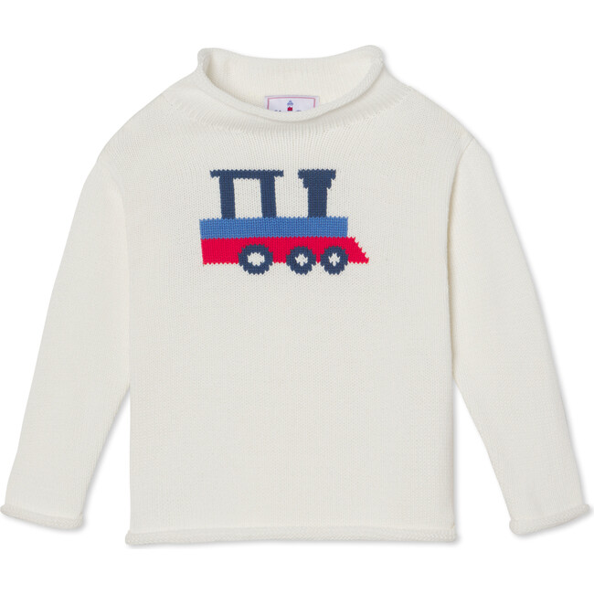 Fraser Train Intarsia Sweater, Cannoli Cream - Sweaters - 1