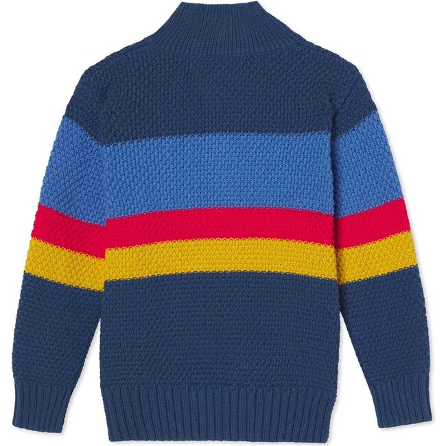 Scott Zipper Placket Circus Stripe Sweater, Ensign Blue - Sweaters - 3