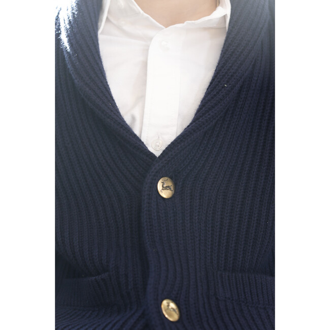 Noah Shawl Collar Cardigan Solid, Medieval Blue - Sweaters - 4