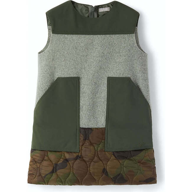 Sleeveless Pinafore Dress, Green - Dresses - 1
