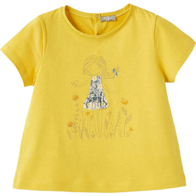 Girl Graphic T-Shirt, Yellow