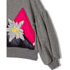 Floral Applique Sweater, Gray - Sweatshirts - 3 - thumbnail