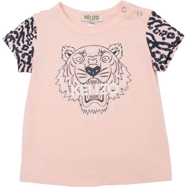 Striped Tiger Logo T-Shirt, Pink