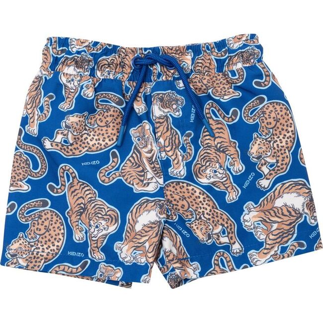 Pop Tiger Swim Shorts, Blue - Swim Trunks - 1