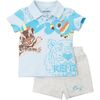 Baby Tiger Polo Outfit, Blue - Mixed Apparel Set - 1 - thumbnail