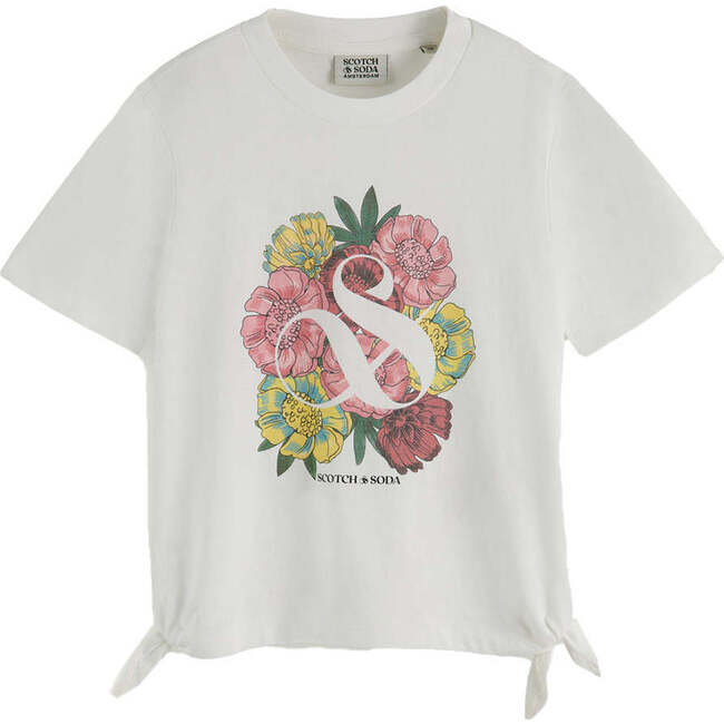 Floral Knotted Graphic T-Shirt, Off White