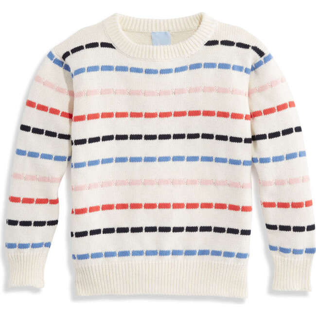 Rainbow Pullover, Ivory with Multicolor Stripes