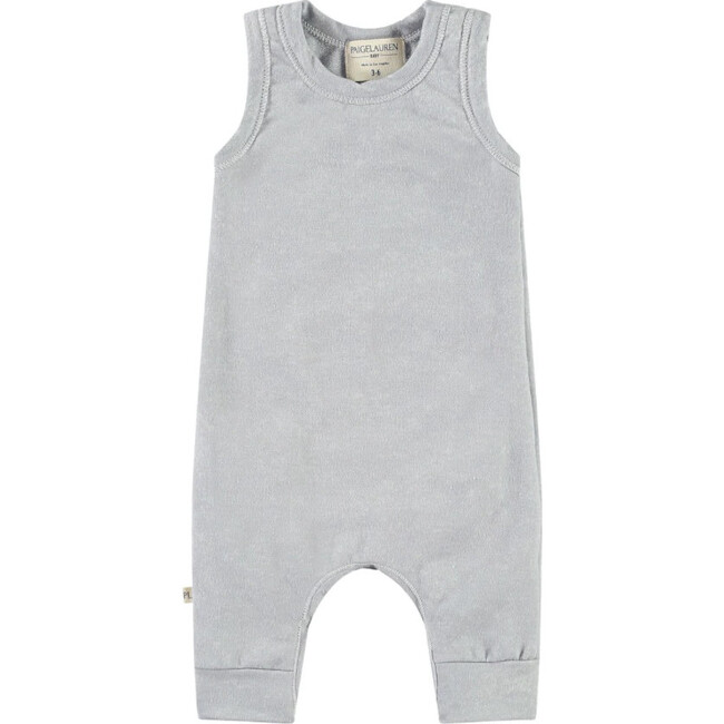 Baby Ultra Light French Terry Burn Out Tank Romper, Grey - Rompers - 1