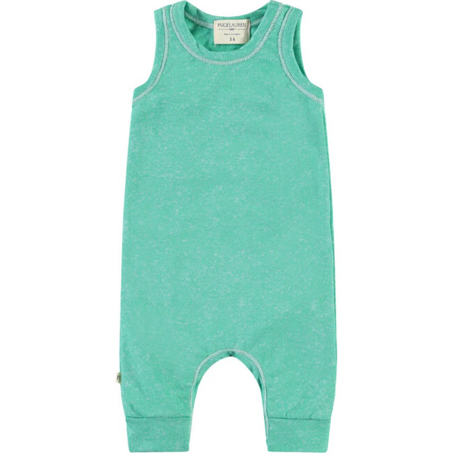 Baby Ultra Light French Terry Burn Out Tank Romper, Green