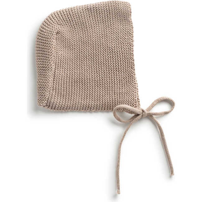 Transfer Flower Knit Baby Bonnet, Stone - Hats - 1