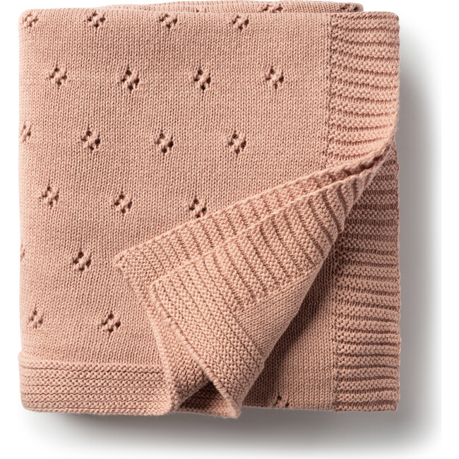 Transfer Flower Knit Baby Blanket, Pink