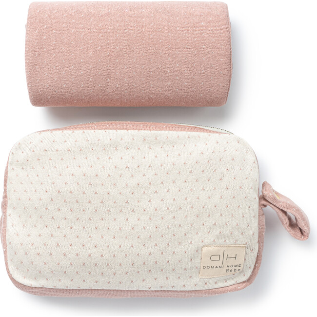 Dotty Blanket & Pouch Set, Pale Pink - Blankets - 1