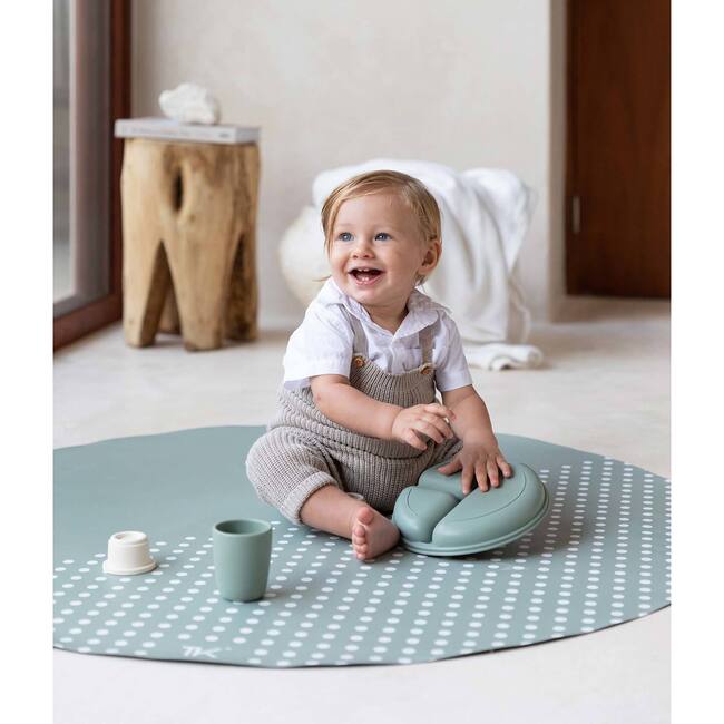 High Chair Splat Mat , Spotted, Moss - Playmats - 4