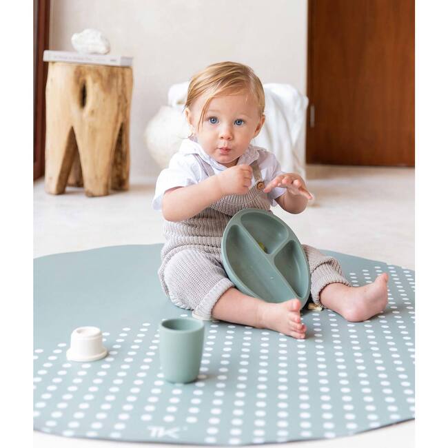 High Chair Splat Mat , Spotted, Moss - Playmats - 5