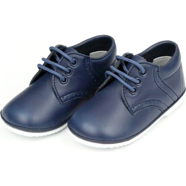 Baby James Leather Lace Up Shoe, Navy - Angel Shoes Shoes & Booties ...
