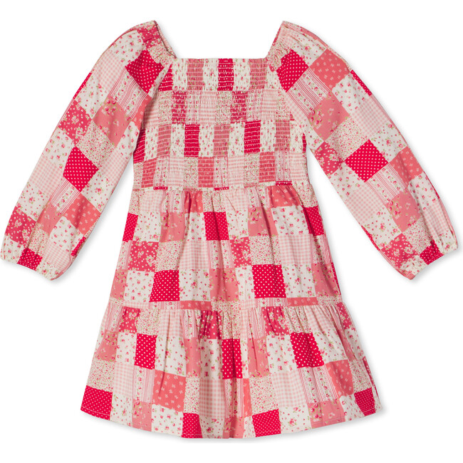 LS Hattie Dress, Crimson Love Patchwork Print