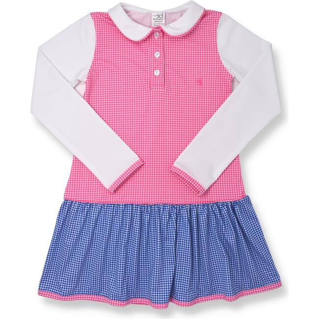 Darla Dropwaist Dress LS, HPink MG & Royal MG