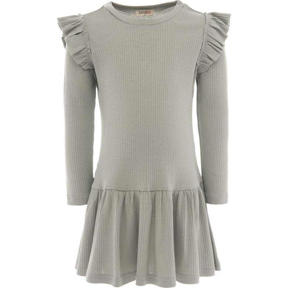 Sage Modal Ruffle Dress, Green - Dresses - 1