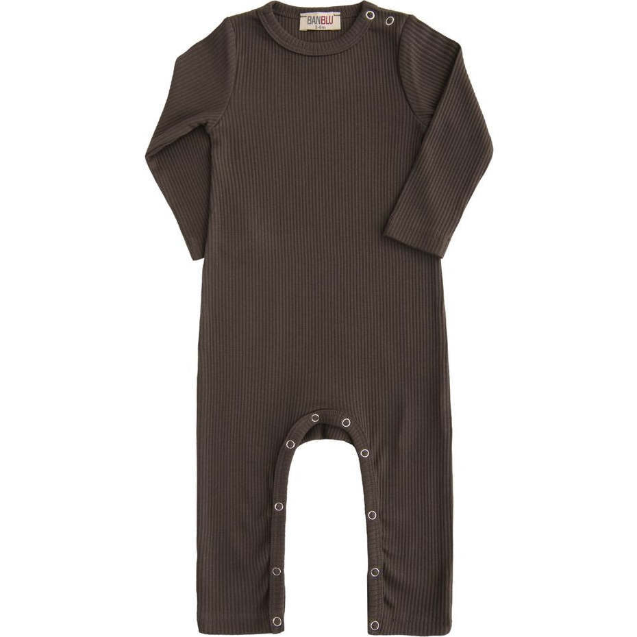 Oak LS Modal Romper, Brown - Bodysuits - 1