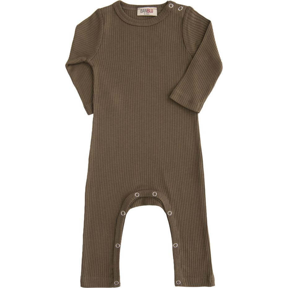 Olive LS Modal Romper, Green - Bodysuits - 1