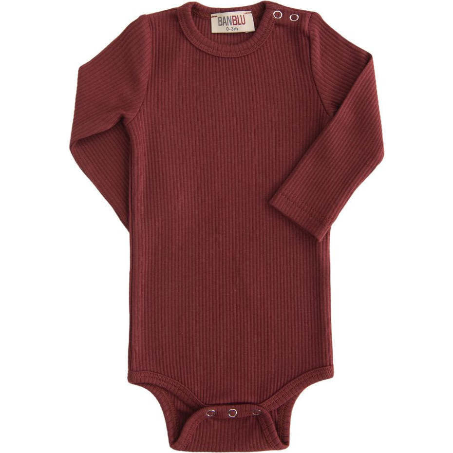Rust LS Modal Bodysuit, Red - Bodysuits - 1