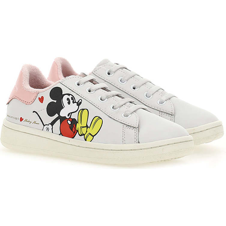 Mickey Tab Laced Sneakers, White - Sneakers - 1