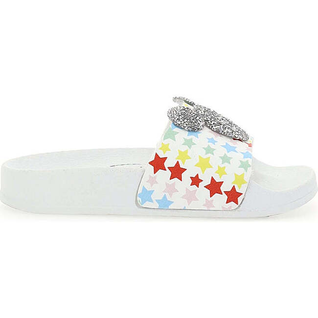 Glitter Mickey Mouse Beach Slides, White - Sandals - 2