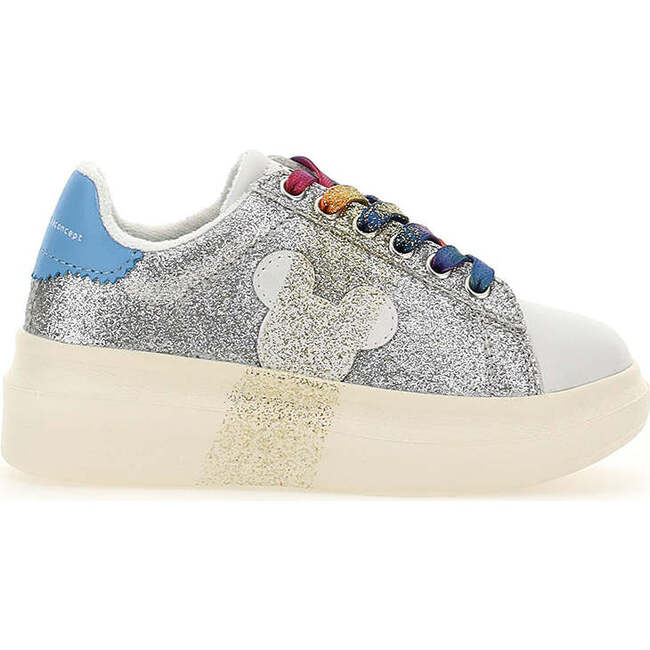 Glitter Mickey Platform Sneakers, Silver - Sneakers - 2