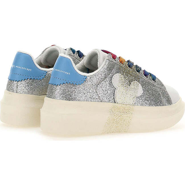 Glitter Mickey Platform Sneakers, Silver - Sneakers - 3