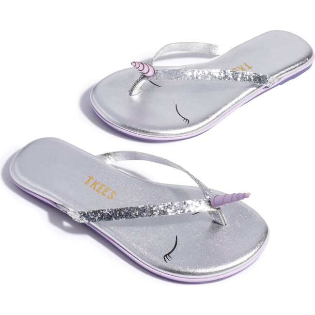 Mini Unicorns Silver Sparkles, Silver - Sandals - 3
