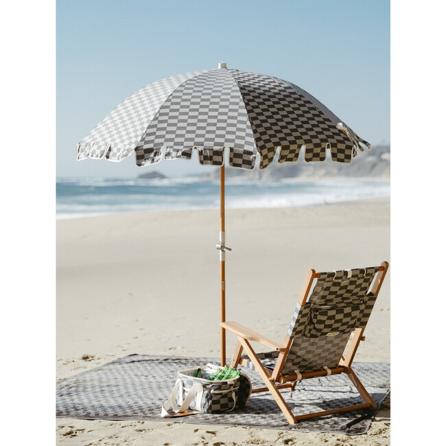 Premium Beach Umbrella, Vintage Green Checker