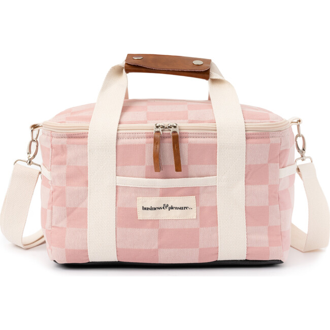 Premium Beach Cooler, Vintage Pink Checker - Outdoor Home - 1